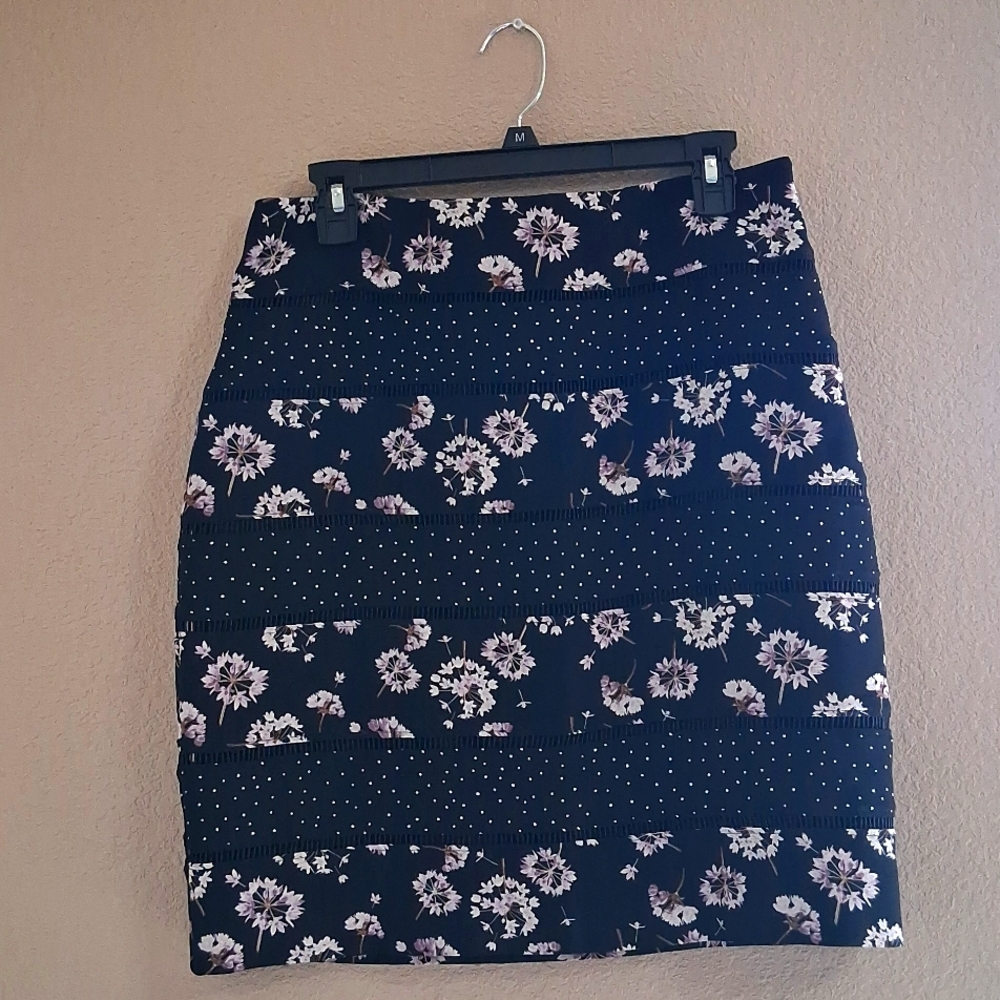 White House Black Market Black, Lavender, and White Pencil Skirt